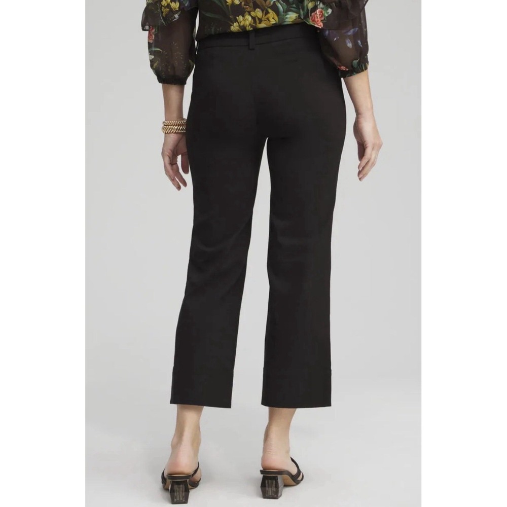 Chicos Fly Front Trapunto Crop Dress Pants Size 3.5 US 18R Black Stretch New $90